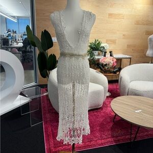 White and Gold Lace Cover-up Dress